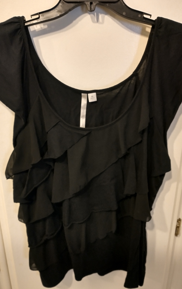 Plus size, diagonal cascading ruffle tank top